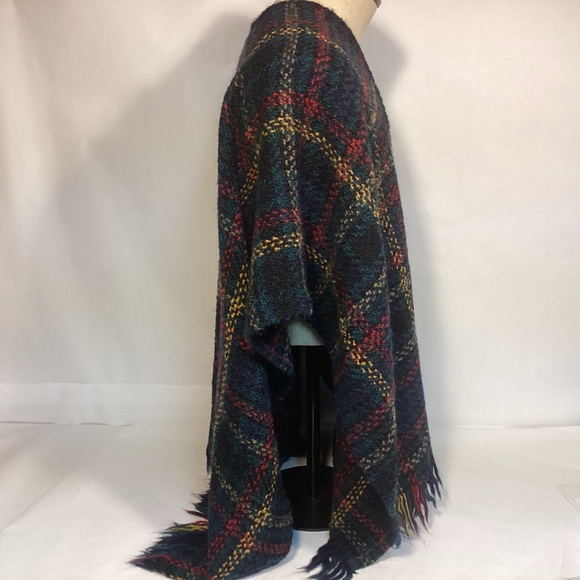 Boyne Valley Weavers Plaid Wool fringed Shawl handle in Ireland Womens one size - Picture 4 of 13